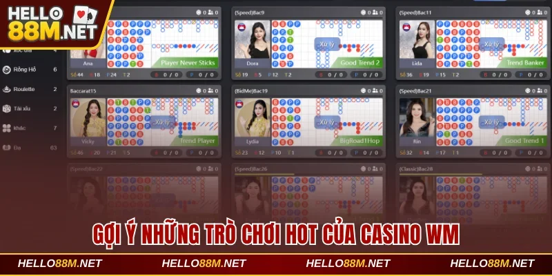 Gợi ý những trò chơi hot của casino WM